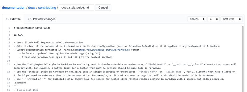 GitHub documentation GUI editor