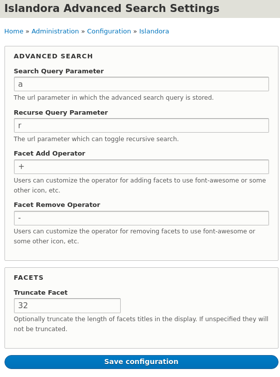 screenshot of the advanced search setting page