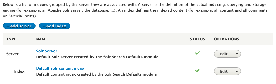 Screenshot of the search-api configuration page.