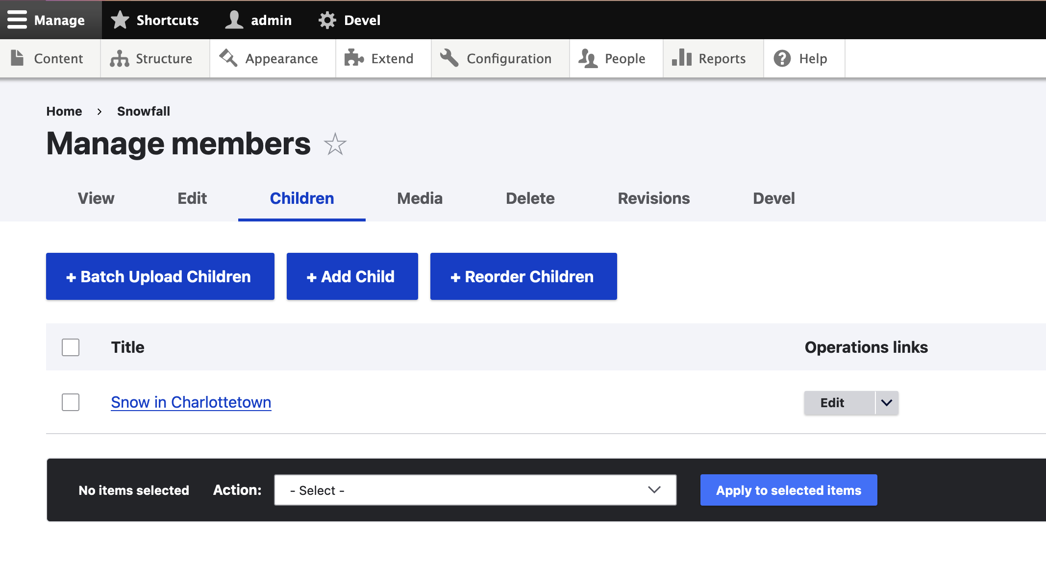 The "Children" tab in our Snowfall collection