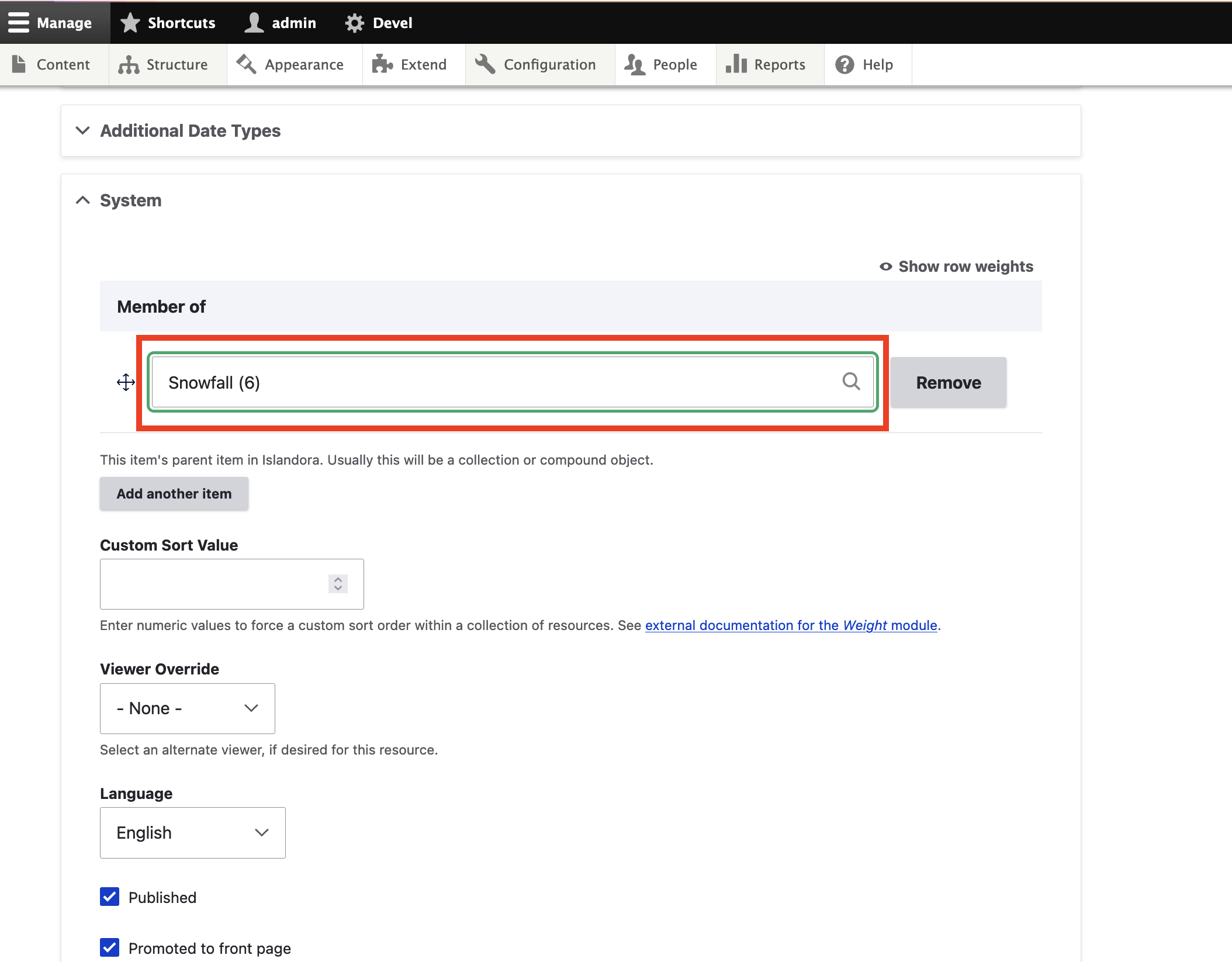 Snowfall (6) shows in field Member of.