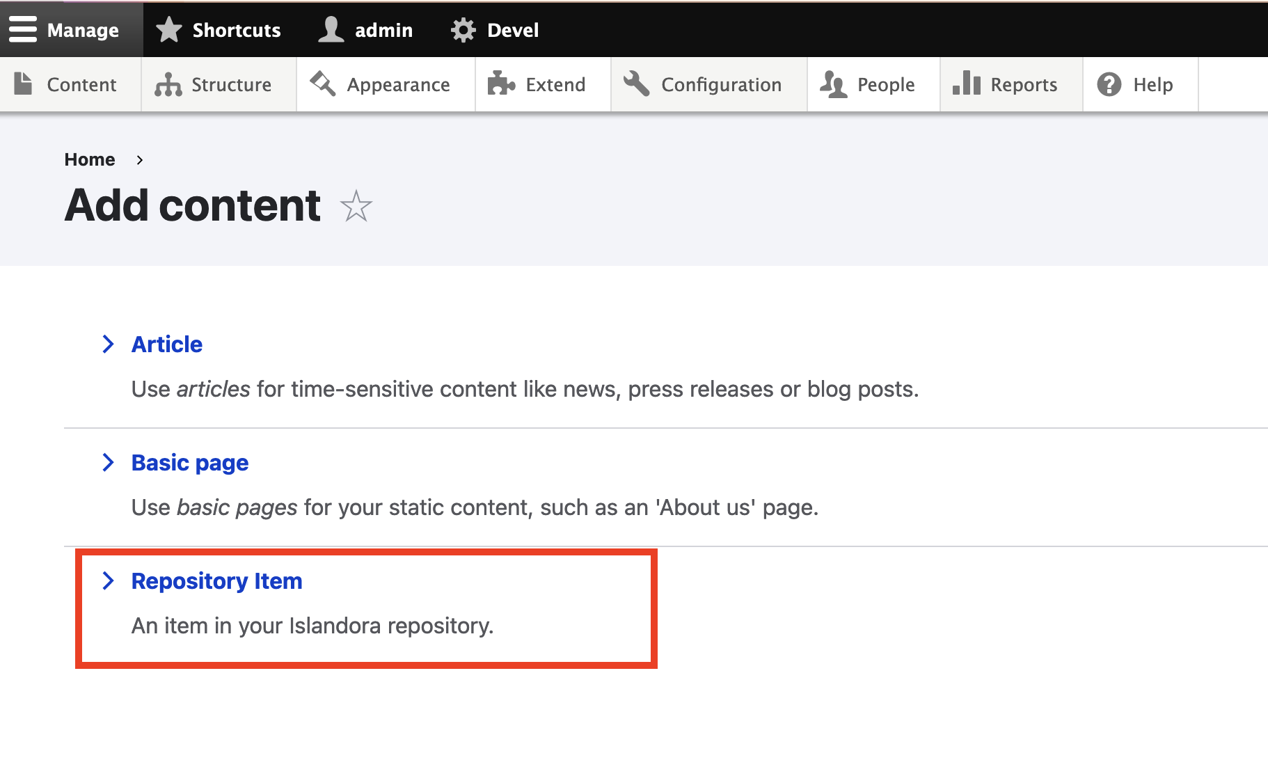 Click on Repository Item